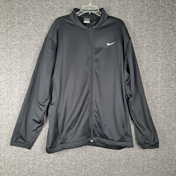 Nike Golf Track Jacket Mens XXL 2XL Black Full Zip Therma-Fit Embroidered Swoosh - Picture 1 of 10